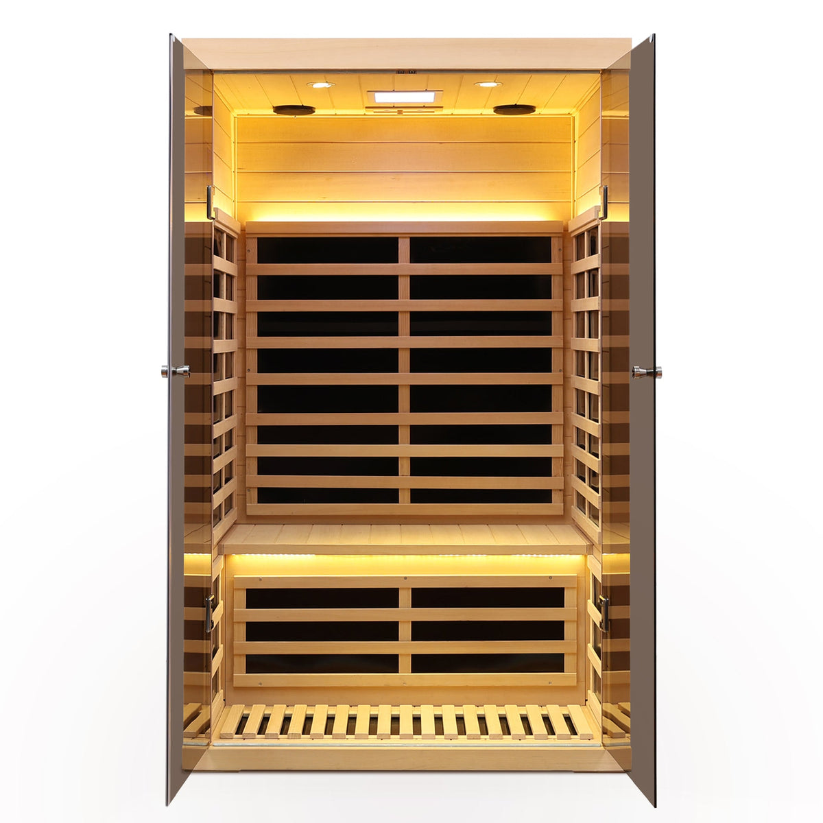 Hemlock Infrared Double Sauna Room with Glass Doors - 2 Person Indoor Luxury