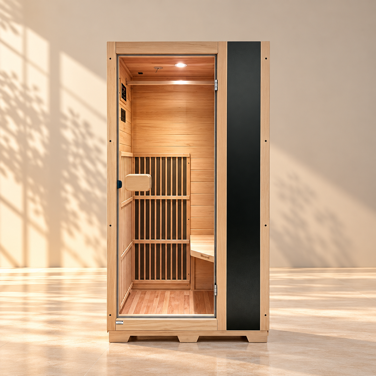 Blisspod Vienna FAR Infrared Sauna Cabin – Canadian Hemlock, 1-Person (72.8"H x 36.4"W x 26.0"D)
