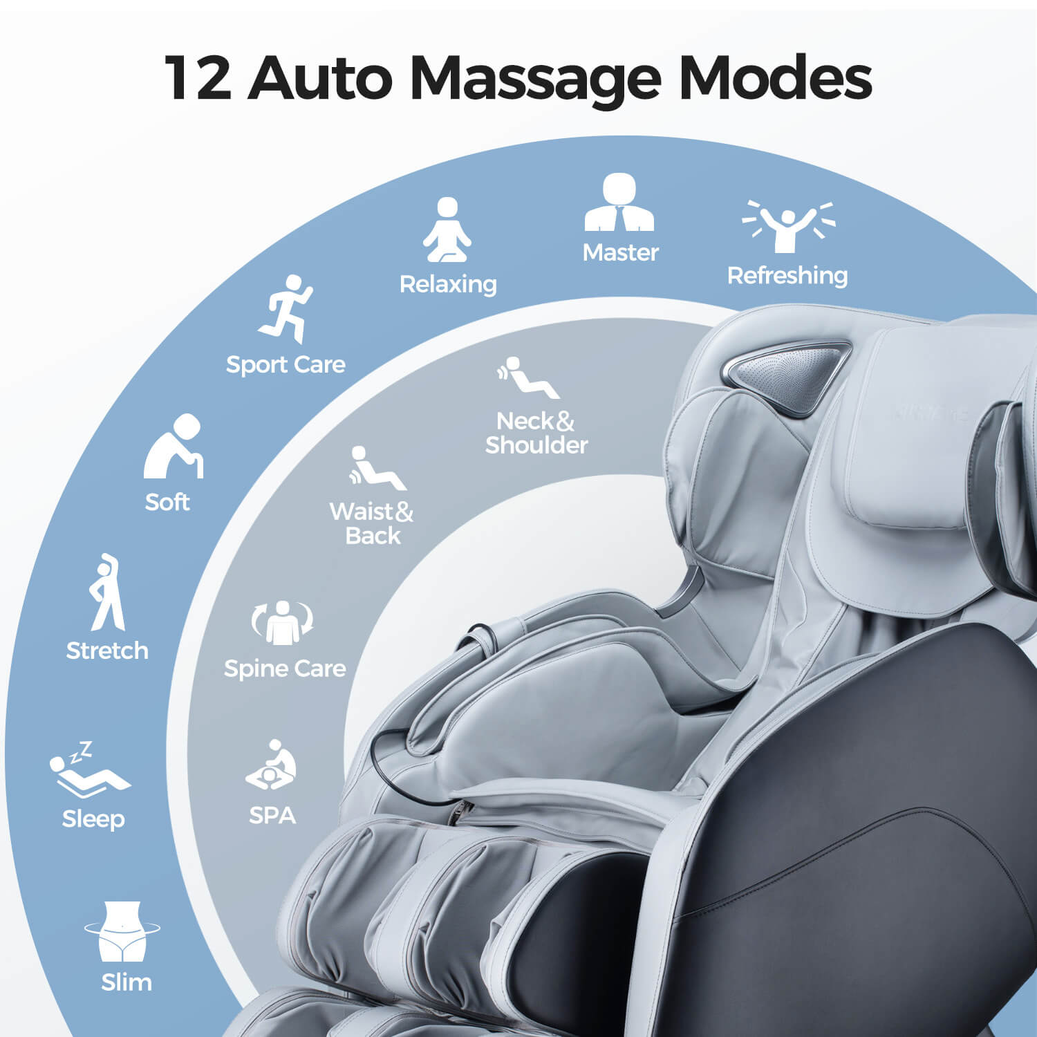 Bosscare Full Body 3D Zero Gravity Shiatsu Recline Massage Chair With Waist Heating (SAK37215)