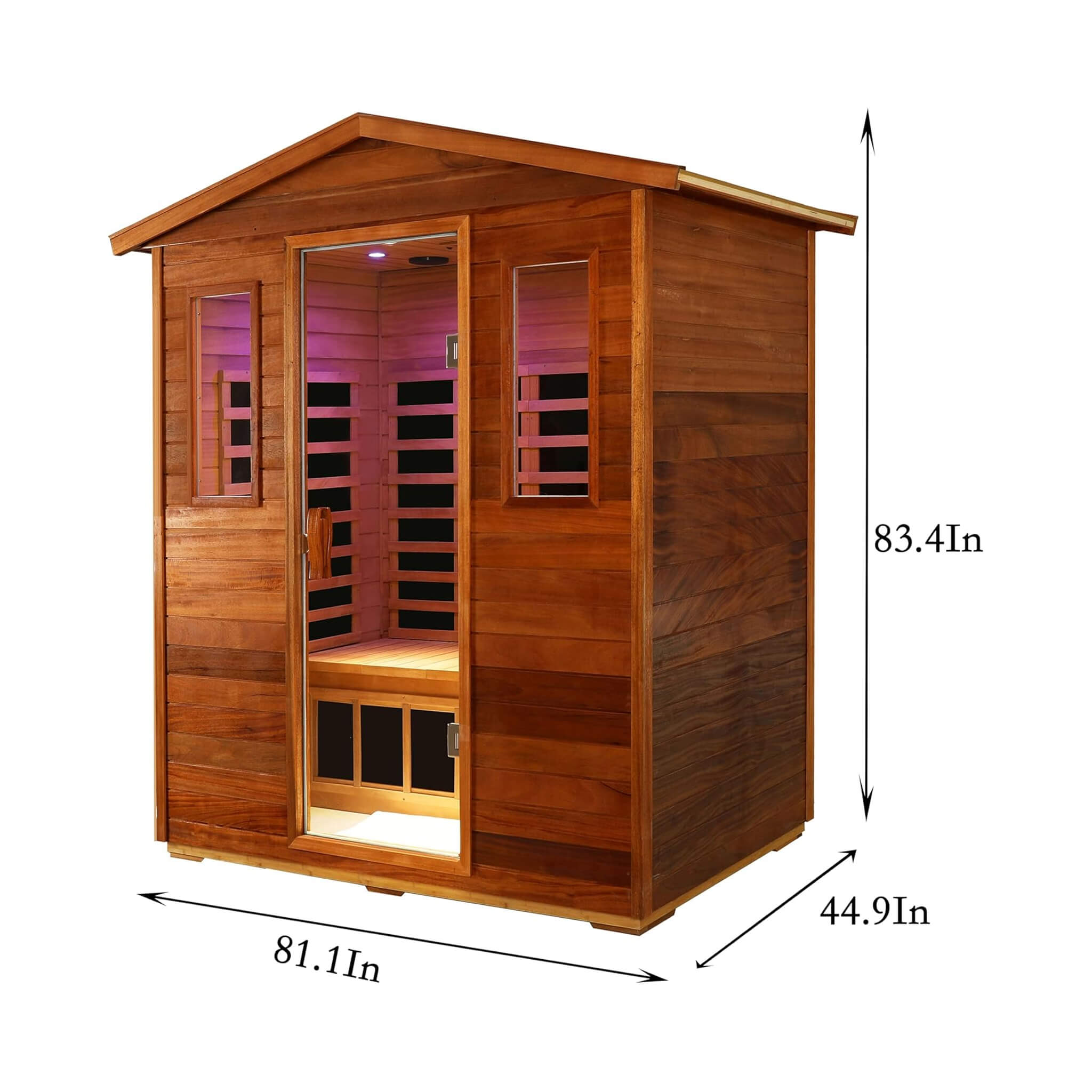 Thermora Luxury 3-Person Outdoor Mahogany Full Spectrum Ultra-Low EMF FAR Infrared Sauna With Chromotherapy And Bluetooth Speakers (SAK83460)