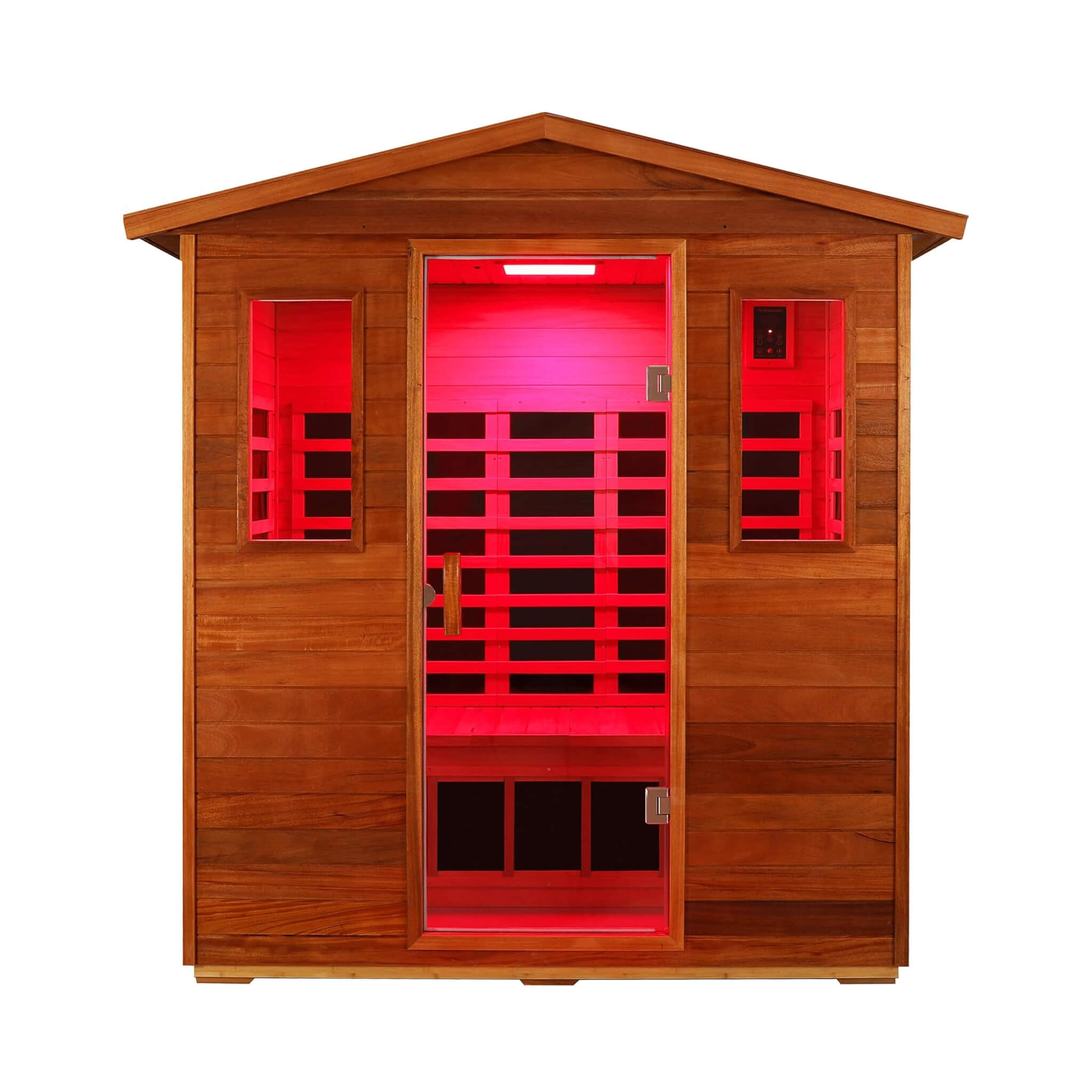 Thermora Luxury 3-Person Outdoor Mahogany Full Spectrum Ultra-Low EMF FAR Infrared Sauna With Chromotherapy And Bluetooth Speakers (SAK83460)