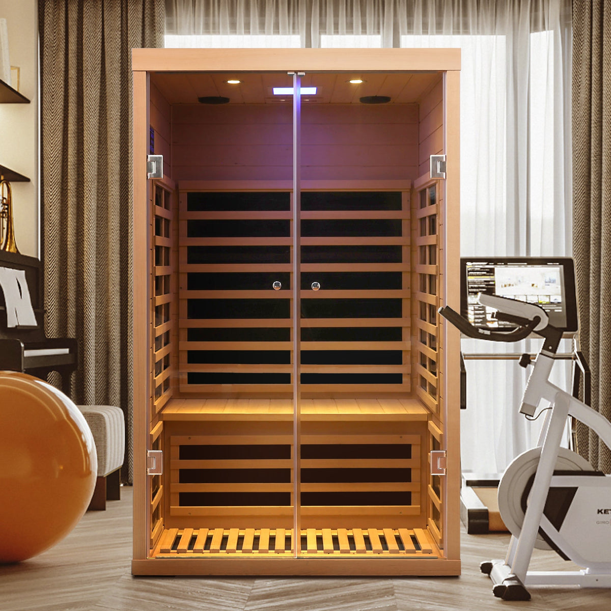 Hemlock Infrared Double Sauna Room with Glass Doors - 2 Person Indoor Luxury