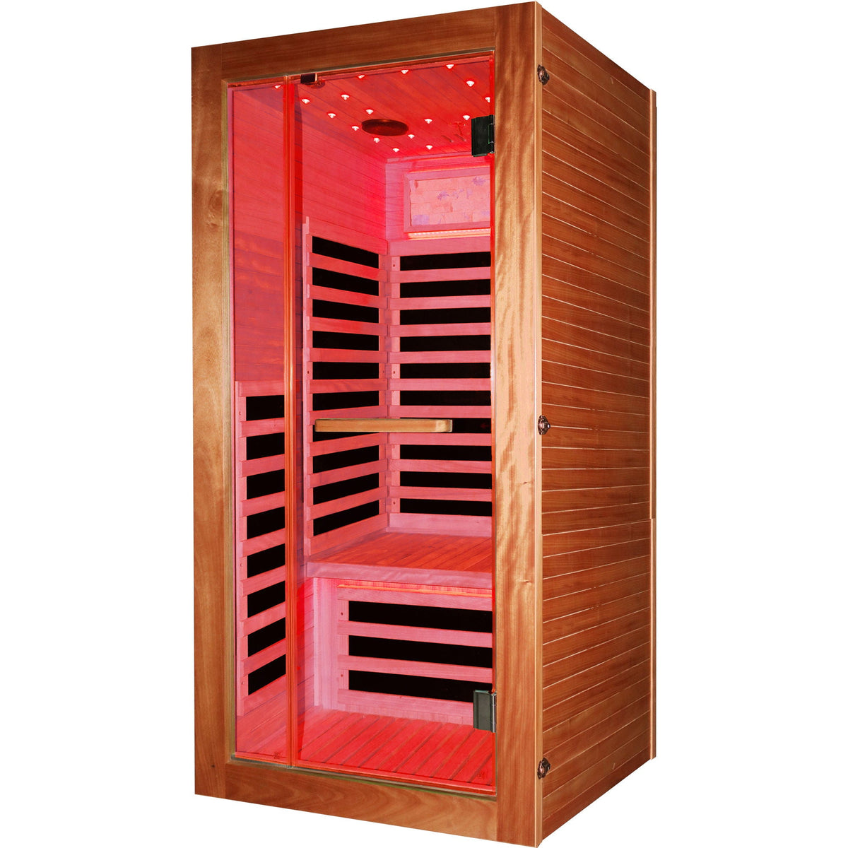 American White Oak Single Person Sauna Room with LED Lighting