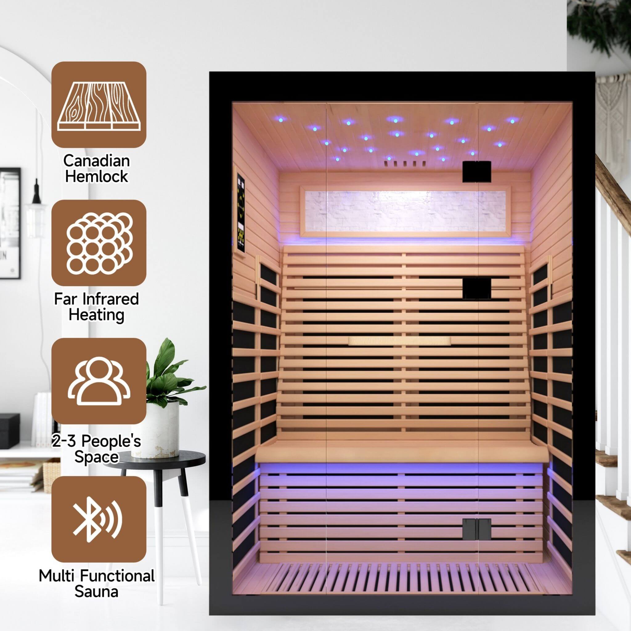 Thermora Luxury 2-Person Canadian Hemlock Wood Far Infrared Home Sauna (SAK56874)