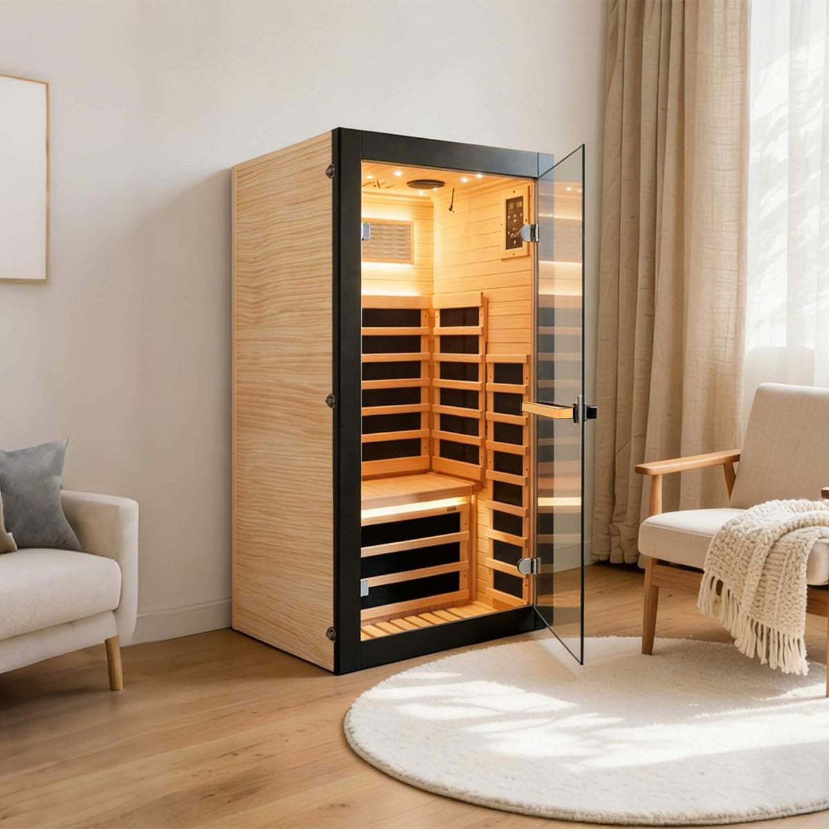 Thermora Single-Person Chilean Pine Infrared Sauna Cabin (SAK57926)